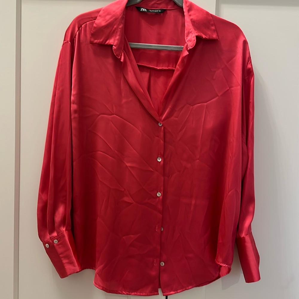 Zara hot pink blouse